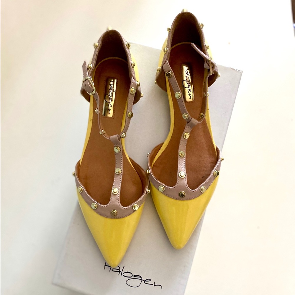 Halogen Olson Pointy Studded T-strap flats